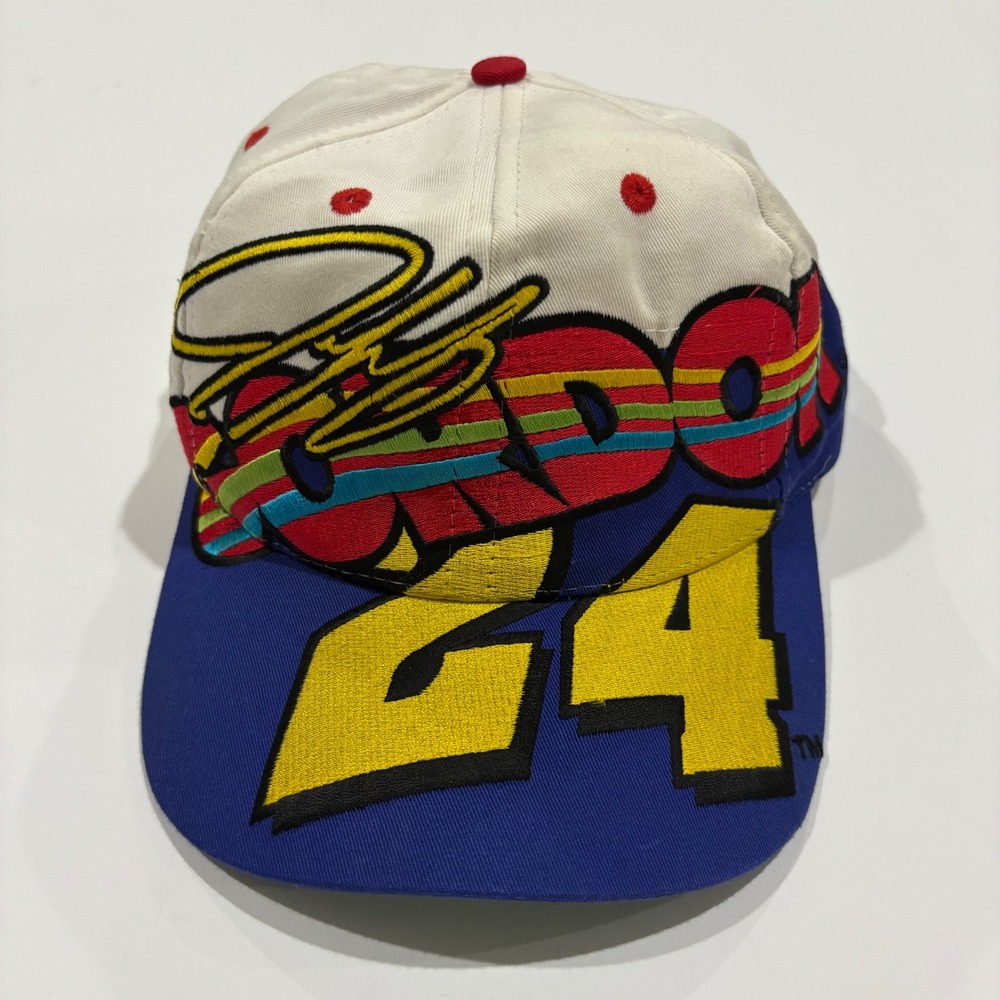 Jeff Gordon Chase Authentics NASCAR 24 DuPont Snapback Hat Vintage White Blue